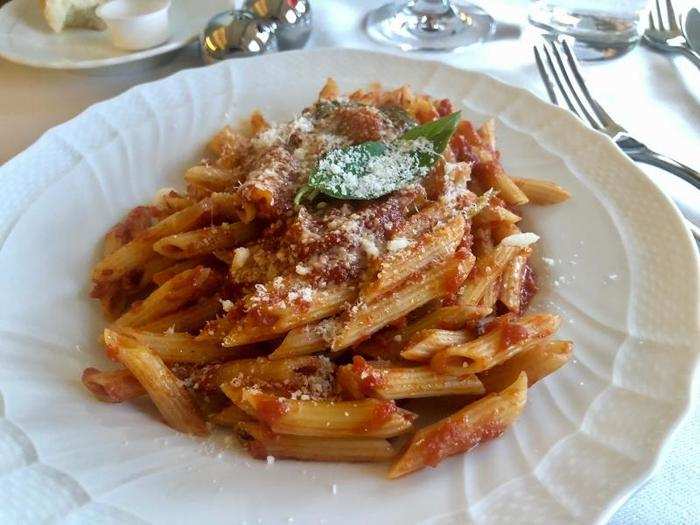 For the pasta course (remember: Italian airline) I had the basic, but perfect, pasta with tomato sauce and cheese.