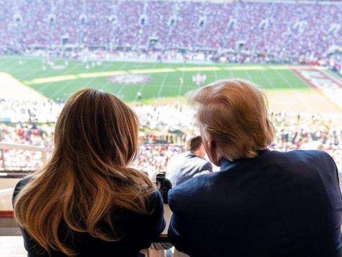 November 9: The president and first lady watch the University of Alabama football team take on Louisiana State University in Tuscaloosa, Alabama.