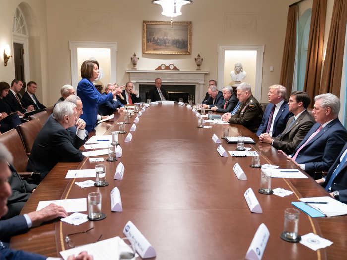 October 16: Trump and members of his administration meet with Pelosi and members of the Congressional leadership.