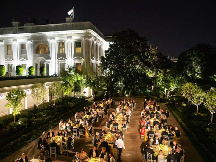 September 20: The White House Rose Garden is decorated for the State Dinner in honor of Australia