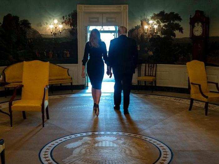 September 11: The president and first lady walk to the South Lawn of the White House to hold a moment of silence in honor of the 9/11 terrorist attacks.