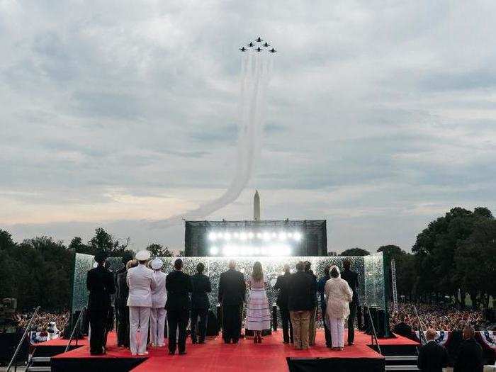 July 4: The president and first lady watch a flyover during a Fourth of July celebration in Washington, D.C.