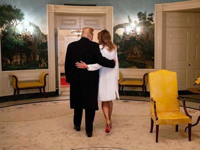 March 17: The president and first lady embrace after attending church services on St. Patrick