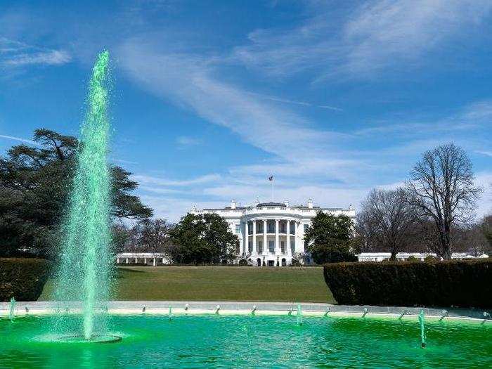 March 14: The White House fountain is dyed green to mark a visit from Irish Prime Minister Leo Varadkar.