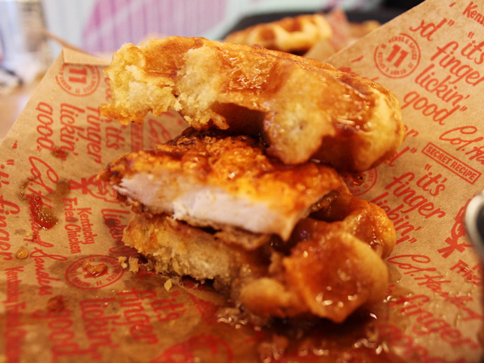 The waffles were also very balanced. They were sweet but not sugary and toed the line between crispy and soft. This was the Goldilocks of chicken and waffles sandwiches — everything was just right.