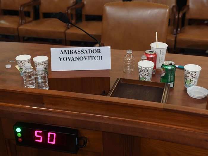 Like Kent, Yovanovitch stayed hydrated in her nearly seven hours of testimony.