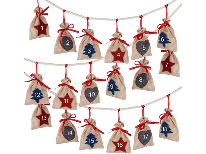 Burlap Bag Hanging Advent Calendar