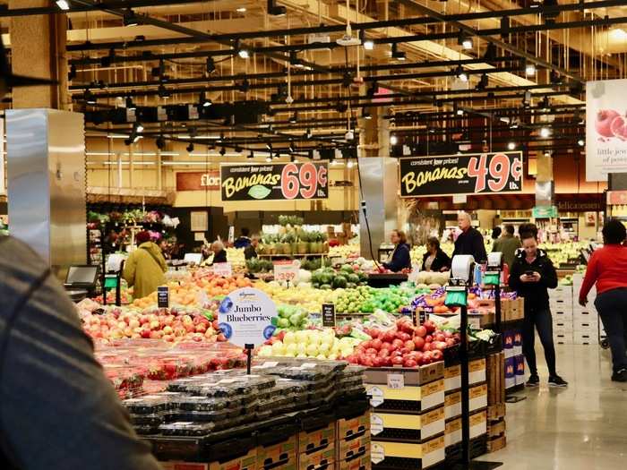 The produce section was filled with fresh and pre-cut fruit and vegetables. Overall, the prices seemed standard and there were a lot of organic options that were indicated by green signs.