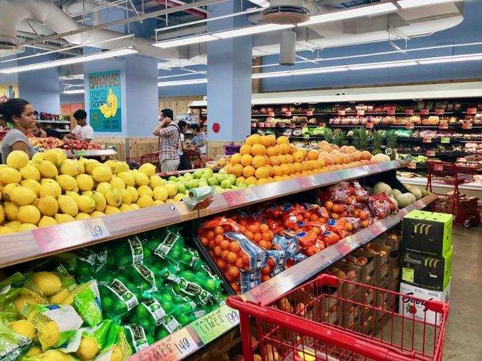 The produce section boasted a ton of fresh fruit and vegetables.