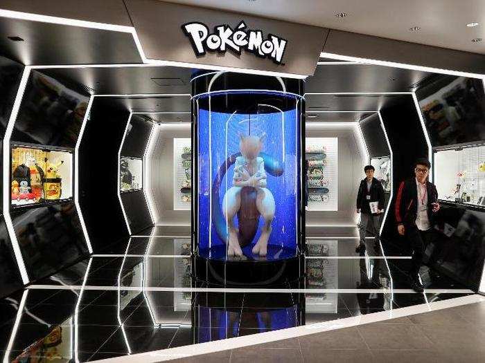 Nintendo Tokyo and Pokémon Center Shibuya are technically separate stores, though they are neighbors. The highlight of the Pokémon store is this life-sized Mewtwo statute inside of an incubation chamber.