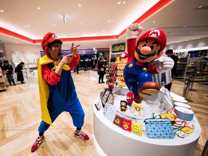 The store is filled with exclusive merchandise and art dedicated to iconic Nintendo characters, like Super Mario ...