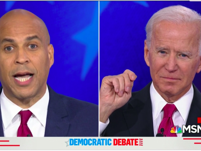 Booker brought down the house with a targeted shot at Biden still declining to endorse marijuana legalization, saying, "I thought you might have been high when you said it."