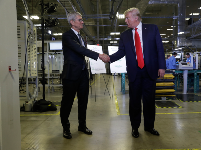 Apple CEO Tim Cook greeted the president at the beginning of the tour.