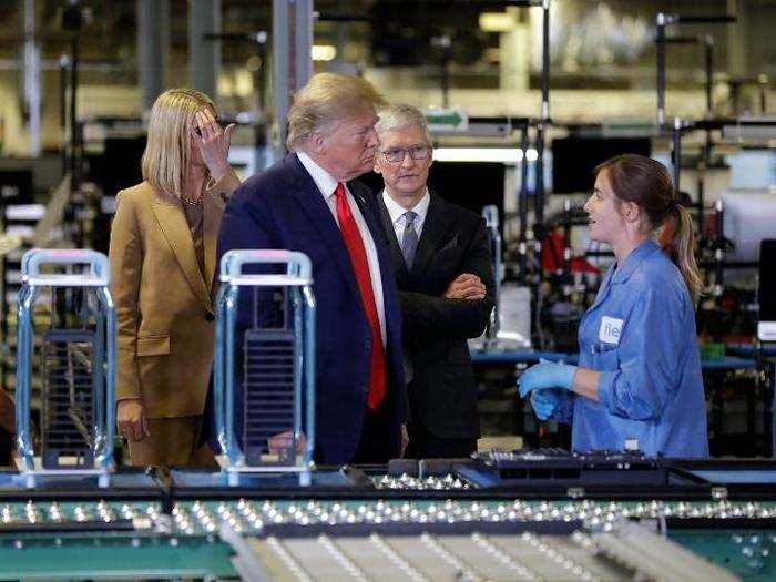 Trump talked to some of the workers Apple already employs in Austin. The company says it will eventually employ as many as 15,000 people in the city after the new campus is completed.