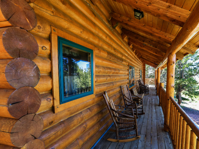 There is an additional cookhouse cabin, which can fit two people, and a more rustic "Cow Camp" cabin. Among the more modern property amenities are heated helicopter pads.00