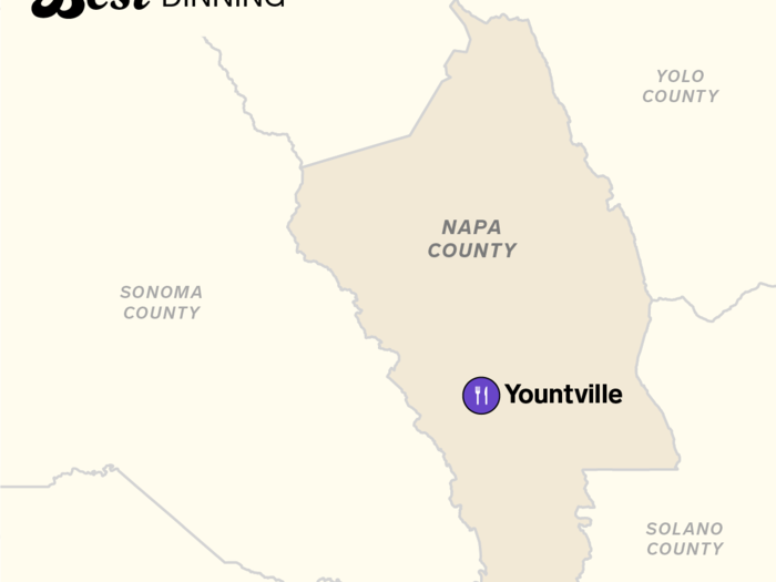 Best dining: For a good meal, head over to Yountville.