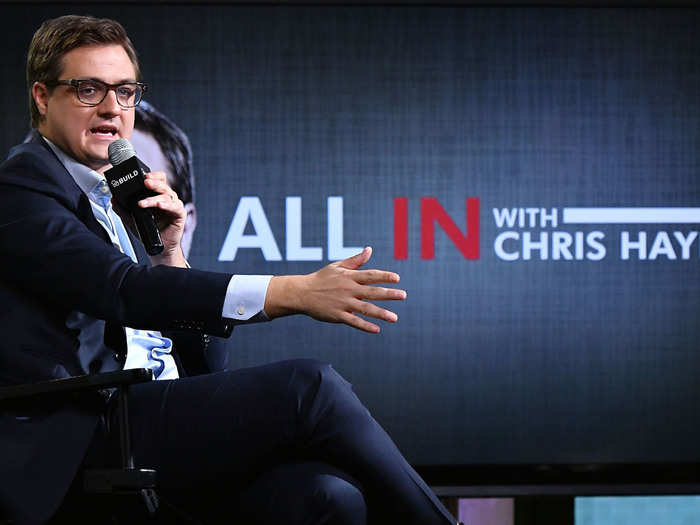 In 2013, Hayes took over the 8 p.m. slot for MSNBC, replacing Ed Schultz. At 32, he was the youngest anchor at the channel. His show is called "All in with Chris Hayes."