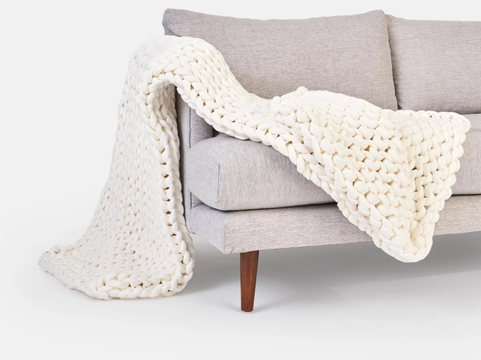 A cozy, hand-knitted weighted blanket