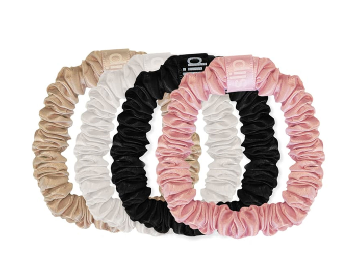 A set of silk hair scrunchies