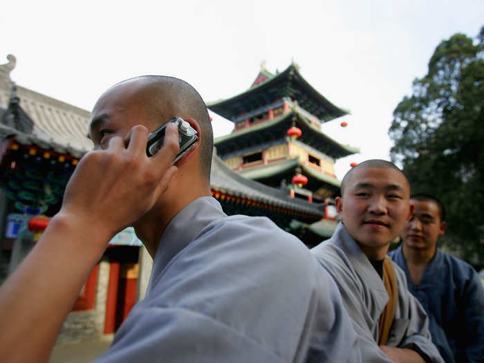 But these meaningless thoughts could be seeping in. Monks now use mobile phones between training and mediation. According to Bo, the electrical signals from television, radio, and wi-fi, have weakened kung fu masters. "As a result masters are 15% less powerful than in ancient times," he said.