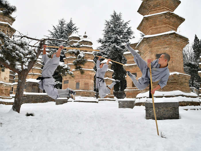 Practice continues in the snow.