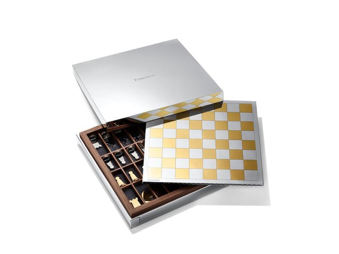 A $75,000 sterling silver and 24k gold chess set from Tiffany is listed as an "Everyday Object" on the jewelry giant