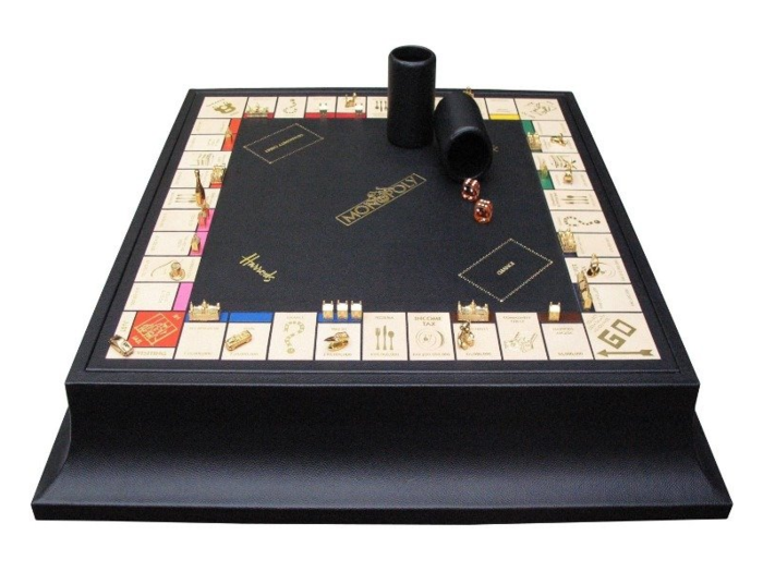 A customized, hand-embossed Monopoly board from a London-based luxury game-maker costs between £3,865 and £11,680 ( roughly $5,000 to $15,000), depending on customization options, and includes sterling silver playing pieces.