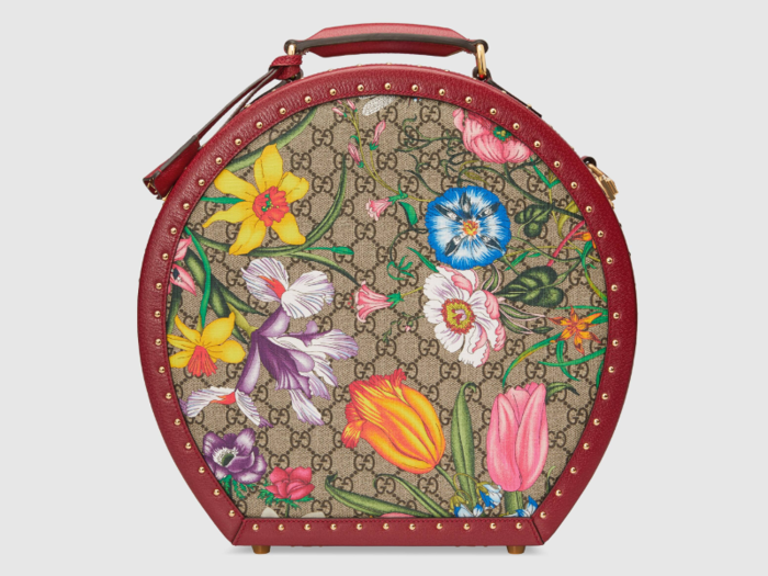 You can find hat boxes on Amazon for under $30, but a new Gucci hat box with floral imagery layered over Gucci