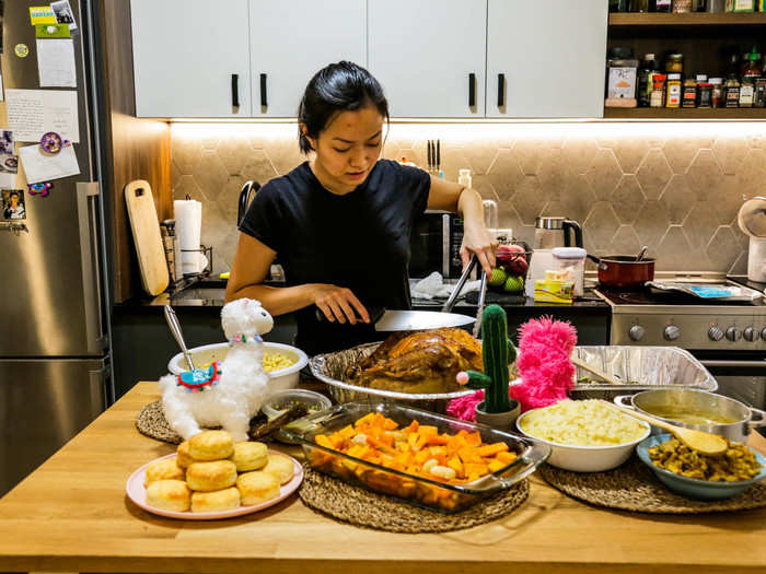 For the cutting of the turkey, I handed my camera to my photographer friend Bridget.