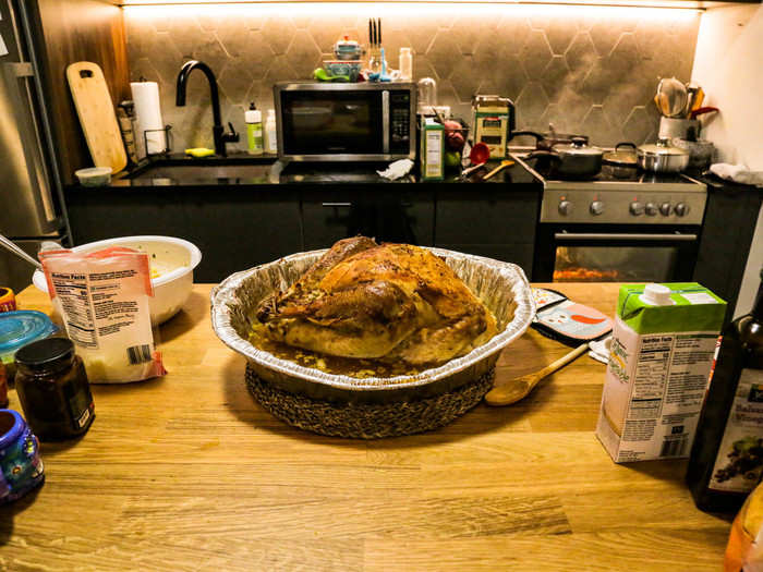 Finally, after hours of careful monitoring, the turkey was done.