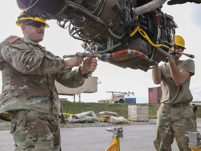 In addition to the routine aspects of the inspection, the soldiers plan to upgrade the engine to the most current model. The current engine is the General Electric 700 Model C and the updated engine will be a General Electric 700 Model D.