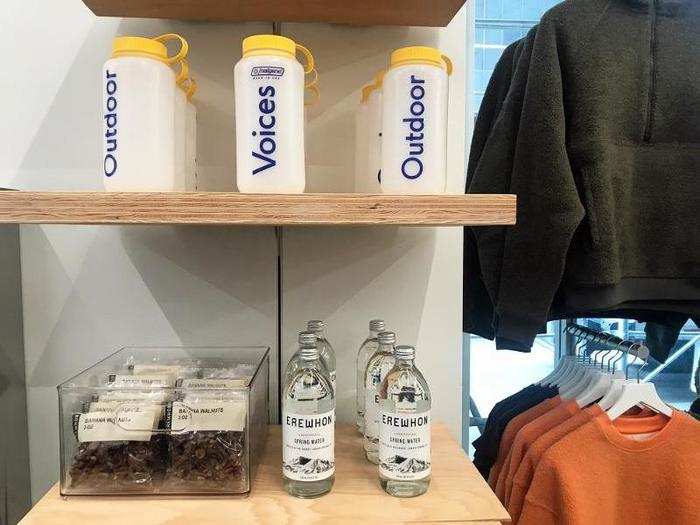 In addition to its traditional apparel, the store has branded knickknacks like water bottles and snacks from the trendy Los Angeles-based grocer Erewhon Market.