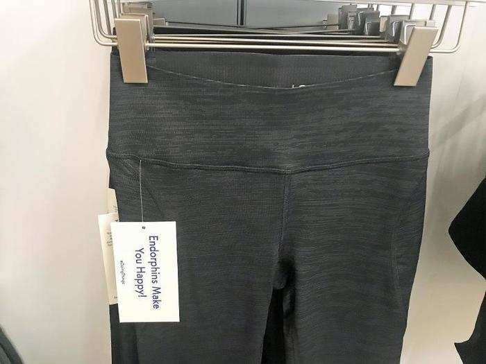 As we walked around, we saw the classic items that originally brought Outdoor Voices to fame, like its functional leggings.