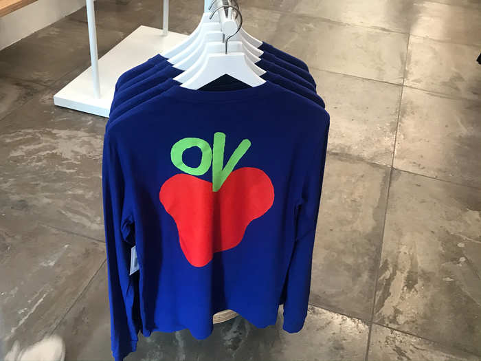 When we walked in, we immediately saw limited-edition, New York-themed Outdoor Voices apparel, like this shirt intended to be a play on the "Big Apple."