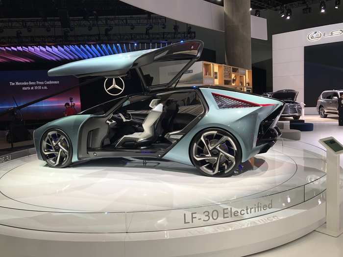 The Lexus LF-30 concept made the trip from Japan, where we saw it last month at the Tokyo Motor Show. Four electric motors serve up 536 horsepower