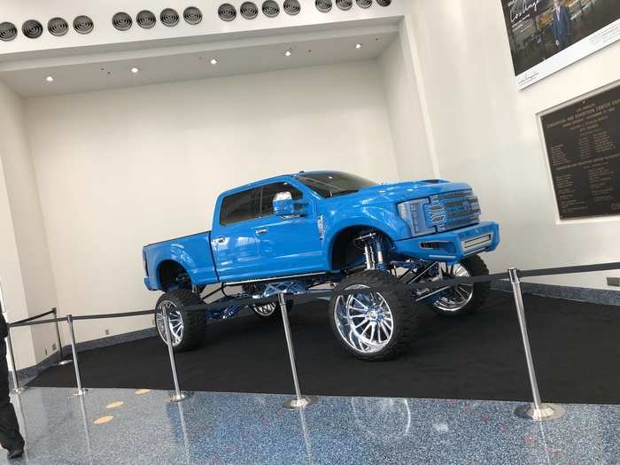 ... A seriously jacked-up pickup truck ...