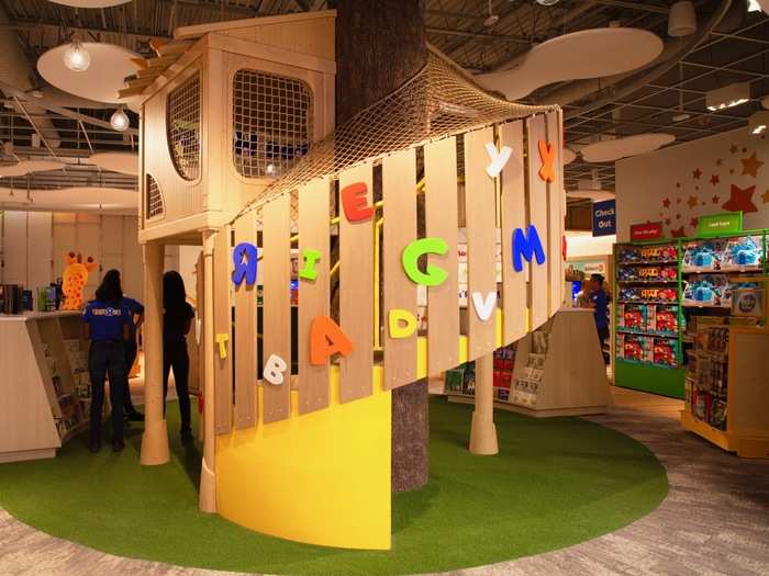 A massive, climbable tree house marked the center of the store.