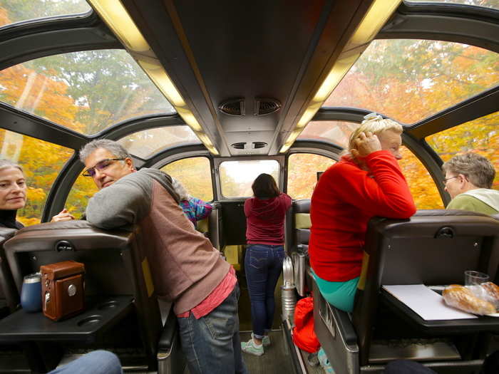 The comfortable leather seats of the observation area were great for socializing. I learned more and more about my train buddies the longer I sat there.