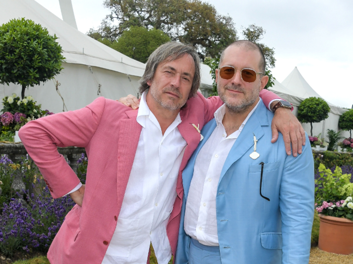 Here he is in complementary pastel colors alongside fellow designer Marc Newson