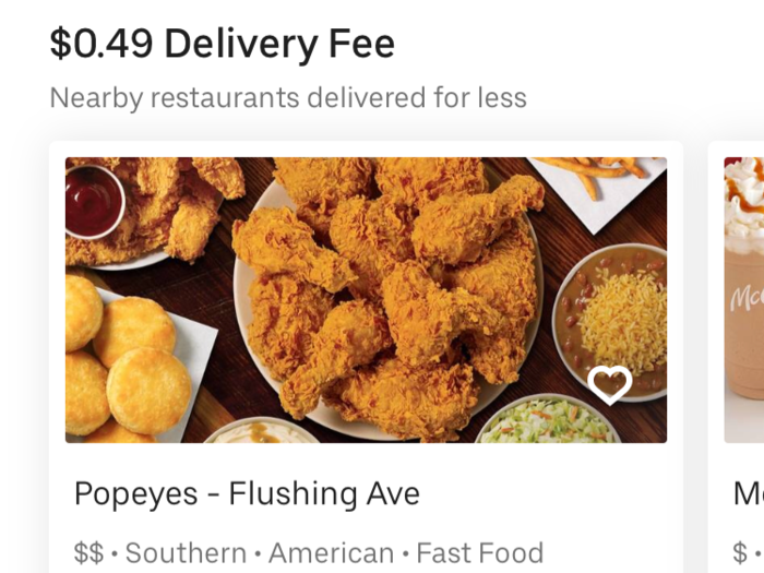 Uber Eats even offers itemized lists of restaurants sorted by the cost of delivery, making it easy to seek out a cost-effective option without clicking through a menu first.