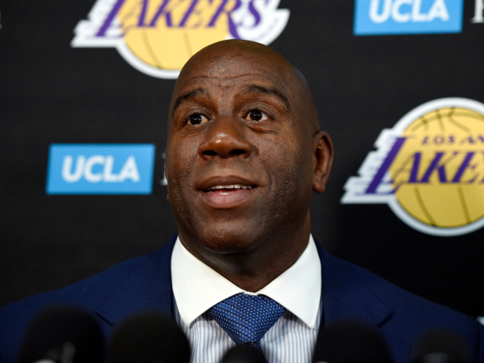 Magic Johnson suddenly retires as Lakers president on the last game of the season.