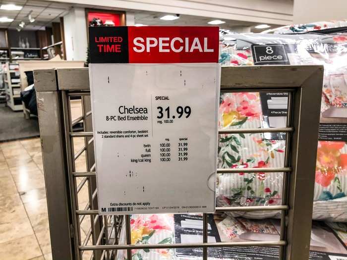 I was surprised by how cheap many of the specials were, like this comforter set that was almost 70% off its original price.