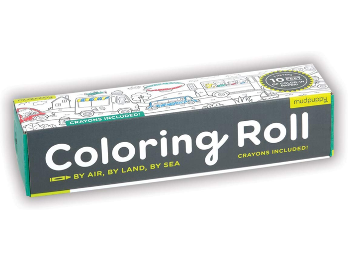 A travel-themed coloring roll