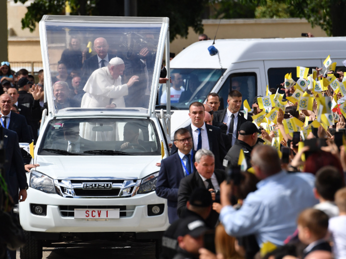 The Pope rode in an Isuzu during his May visit to Bulgaria. An Isuzu D-Max pickup truck has been used as the Popemobile during past trips, according to Top Gear.