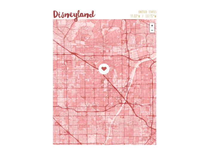 A custom map of Disneyland