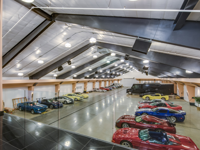 The car showroom, which is larger than the mansion, can fit up to 100 cars.