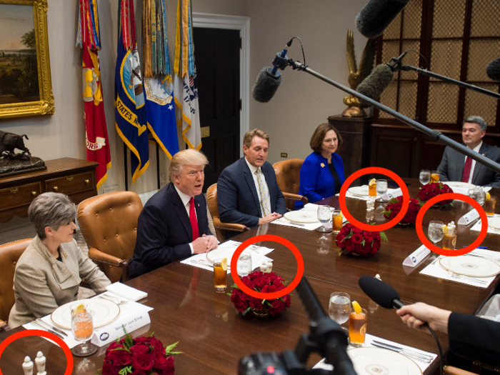 In December 2017, everyone had normal sized shakers in the Roosevelt Room.