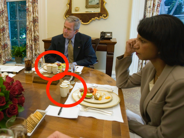 Condiment equality continued with former President George W. Bush. In 2005, he seasoned his food with the same size salt and pepper shakers as his Secretary of State, Condoleezza Rice.