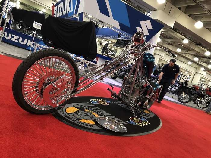 Finally, let us praise the choppers. This chromed-out masterpiece was being lovingly polished as I bid the 2019 New York Motorcycle Show adieu.