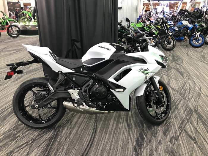 The legendary Ninja sport bike looks awesome in white.